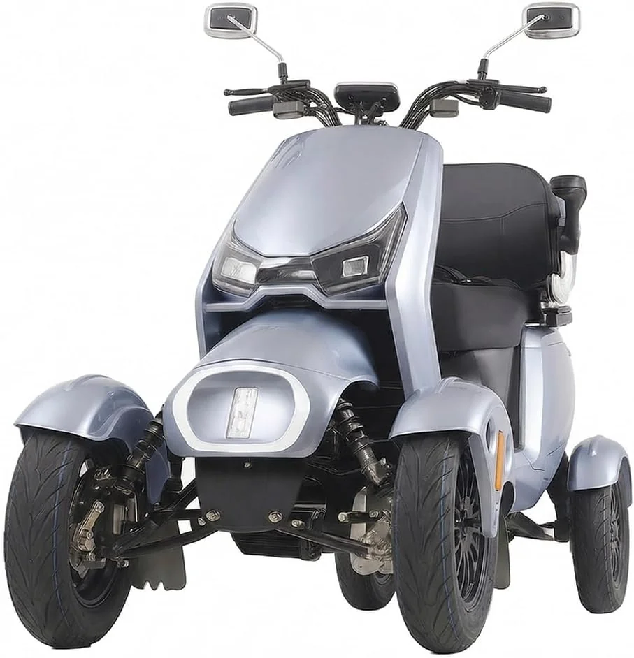 Heavy-Duty 4 Wheel Mobility Scooters for Seniors & Adults, All Terrain Mobility Scooter Adjustable Backrest & Headrest, Handicap Scooters Electric Powered Chair (Silver)